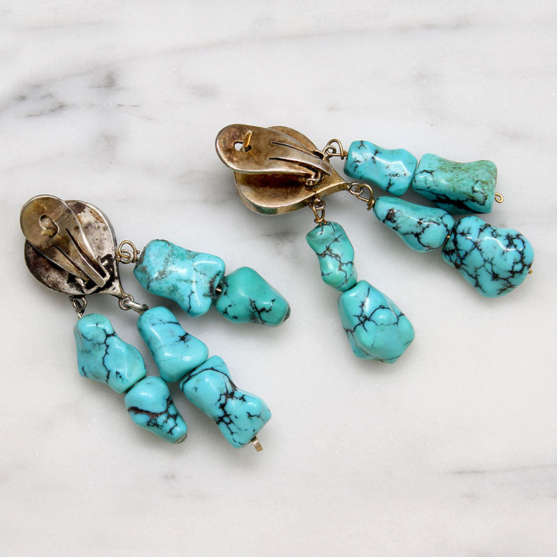 Gorgeous Turquoise Nugget Drop Earrings