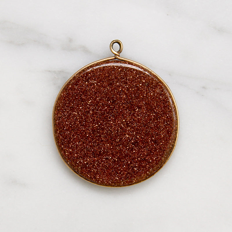 Glittery Edwardian Goldstone Pendant 