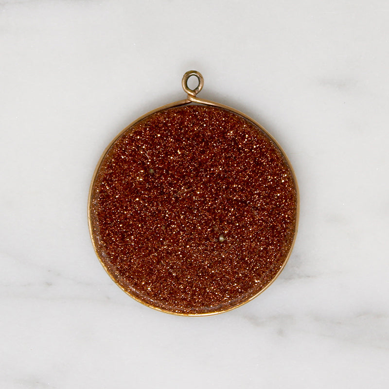 Glittery Edwardian Goldstone Pendant 