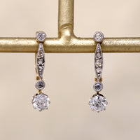 Dainty French Diamond Earrings in Gold & Platinum