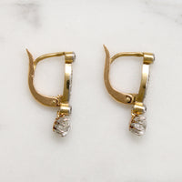 Dainty French Diamond Earrings in Gold & Platinum