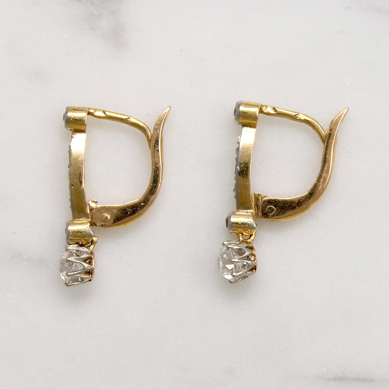 Dainty French Diamond Earrings in Gold & Platinum