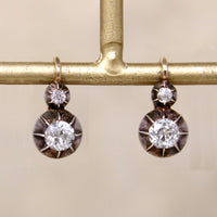 19th Century French Old Mine Cut Diamond Earbobs
