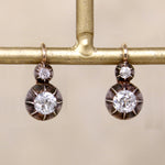 19th Century French Old Mine Cut Diamond Earbobs