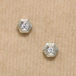 Art Deco Diamond & Engraved White Gold Studs