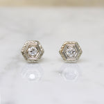 Art Deco Diamond & Engraved White Gold Studs