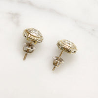 Art Deco Diamond & Engraved White Gold Studs