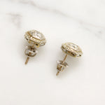 Art Deco Diamond & Engraved White Gold Studs