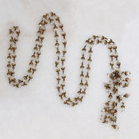 Extra Long Glass & Brass Beaded Sautoir Necklace