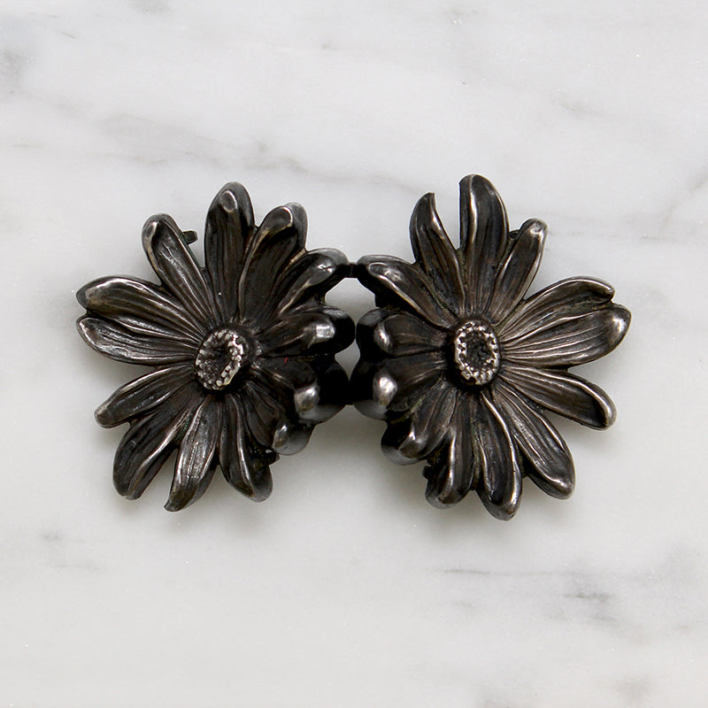 Edwardian Sterling Silver Double Daisy Belt Buckle