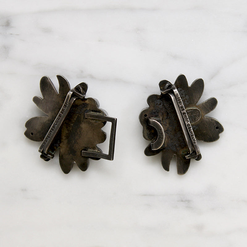 Edwardian Sterling Silver Double Daisy Belt Buckle