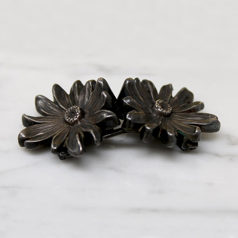 Edwardian Sterling Silver Double Daisy Belt Buckle