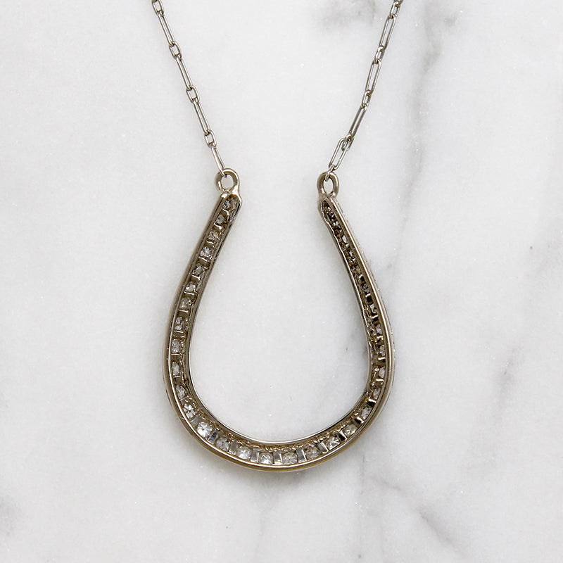 Platinum & Diamond Horseshoe Necklace