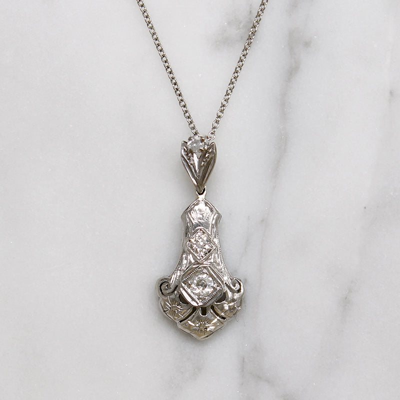 Diamonds & Forget-Me-Nots Art Deco Pendant