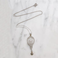 Exquisite Edwardian Platinum Filigree & Diamond Pendant