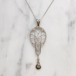 Exquisite Edwardian Platinum Filigree & Diamond Pendant