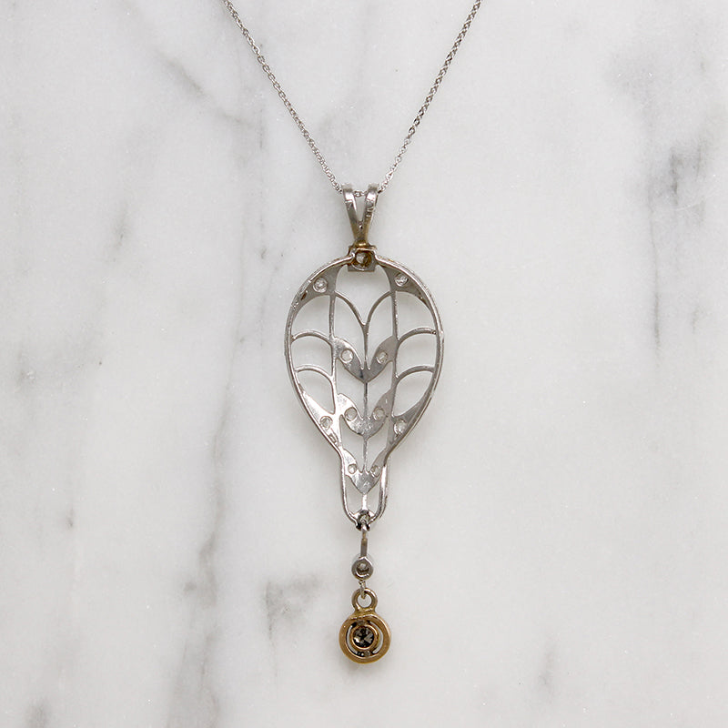 Exquisite Edwardian Platinum Filigree & Diamond Pendant