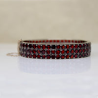 Three Row Garnet & Silver Gilt Bangle Bracelet