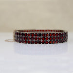 Three Row Garnet & Silver Gilt Bangle Bracelet