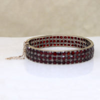 Three Row Garnet & Silver Gilt Bangle Bracelet