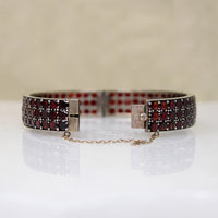 Three Row Garnet & Silver Gilt Bangle Bracelet