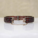 Three Row Garnet & Silver Gilt Bangle Bracelet
