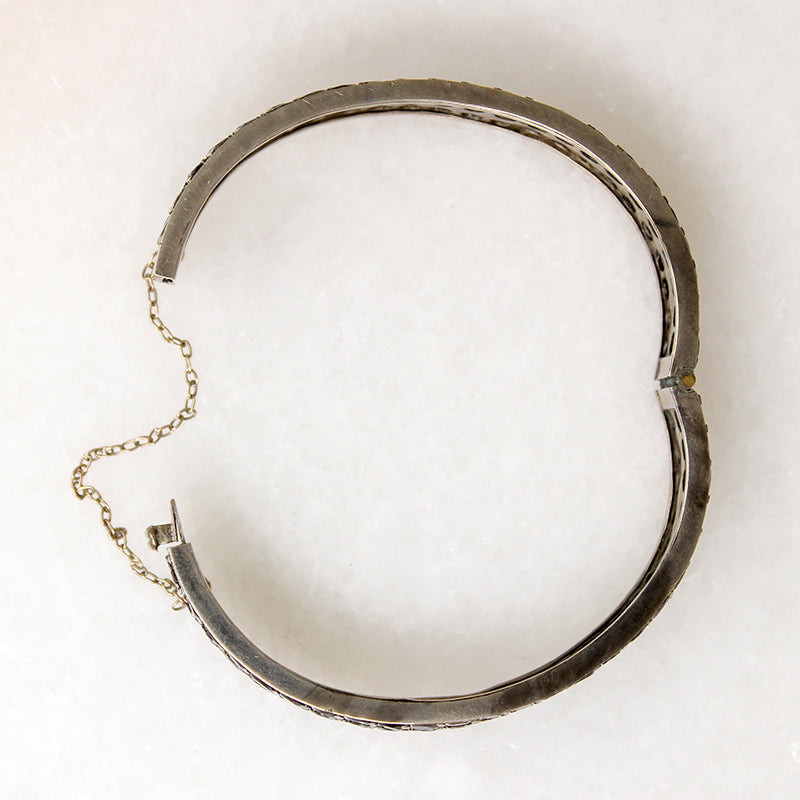 Three Row Garnet & Silver Gilt Bangle Bracelet