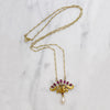 Delightful French Art Nouveau Ruby & Pearl Necklace