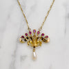 Delightful French Art Nouveau Ruby & Pearl Necklace