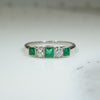 Platinum Emerald and OEC Diamond Edwardian Ring