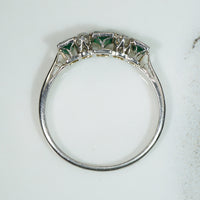 Platinum, Emerald & Old Euro Cut Diamond Edwardian Ring