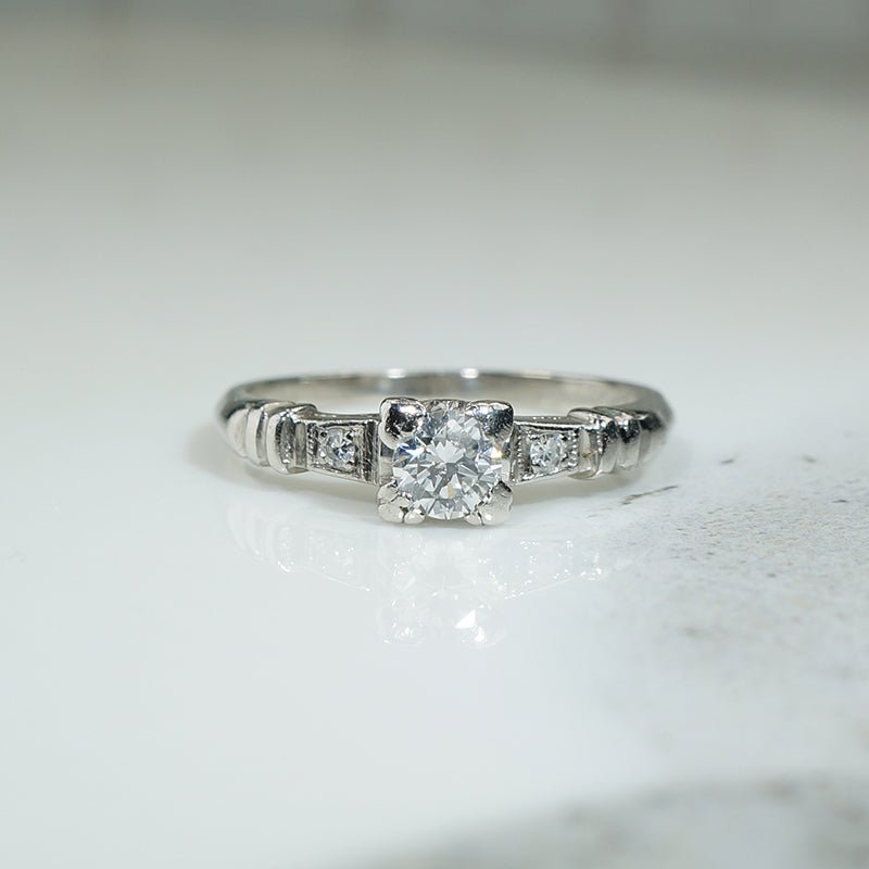 Pretty Platinum and Diamond Vintage Engagement Ring