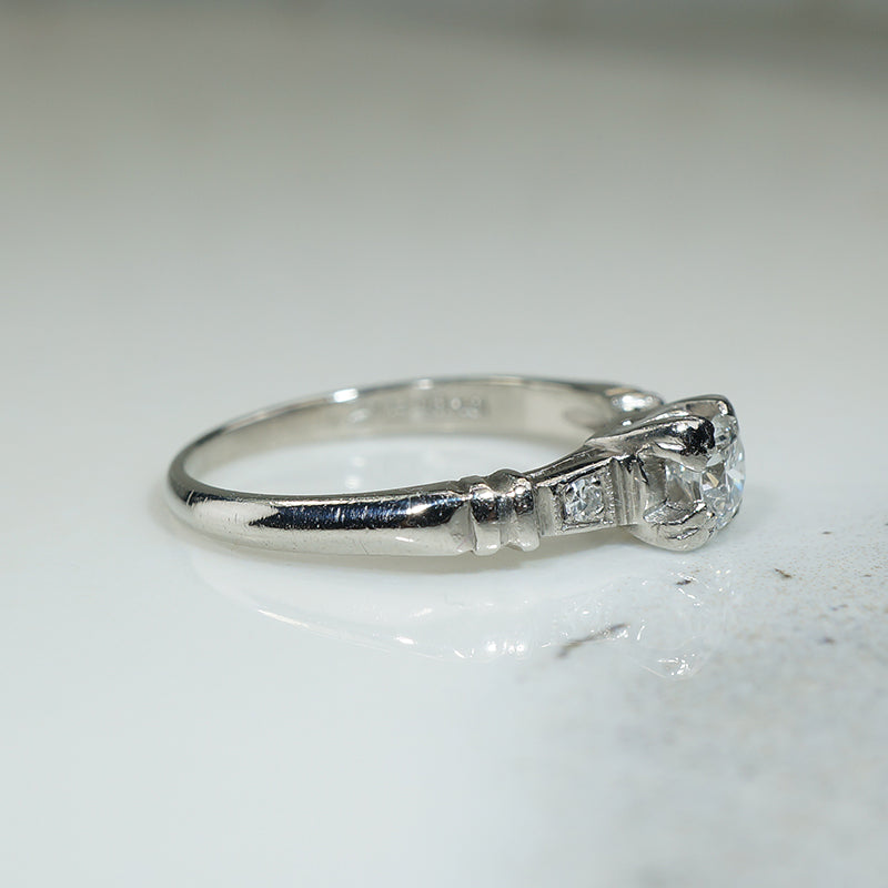Pretty Platinum and Diamond Vintage Engagement Ring