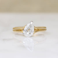 Bright White & Sparkling Pear Cut Diamond Solitaire Ring
