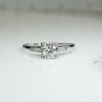 Pretty Palladium OEC Diamond Engagement Ring