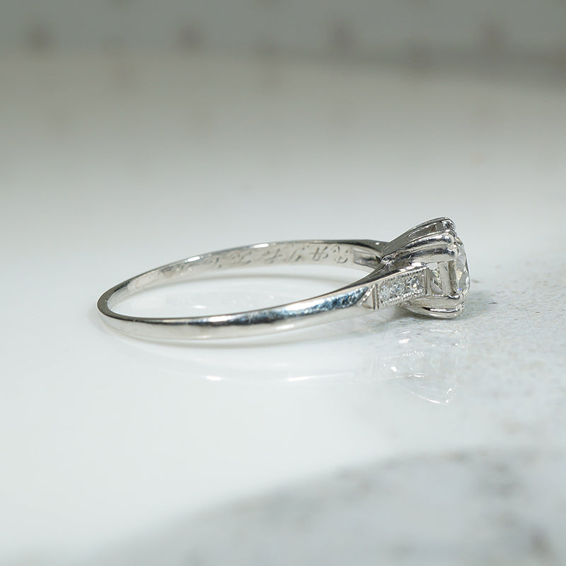Pretty Palladium OEC Diamond Engagement Ring