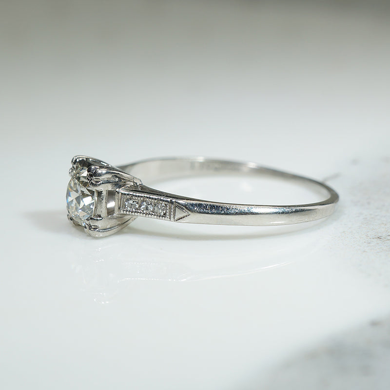 Pretty Palladium OEC Diamond Engagement Ring