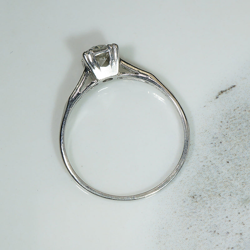 Pretty Palladium OEC Diamond Engagement Ring