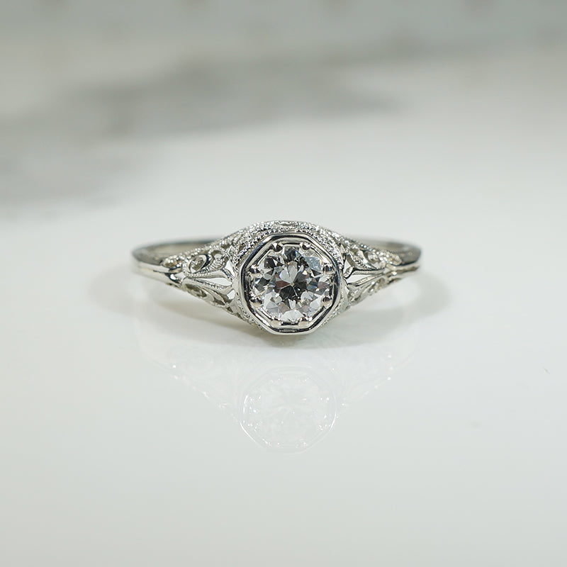 Lacy Filigree Old European Diamond Ring