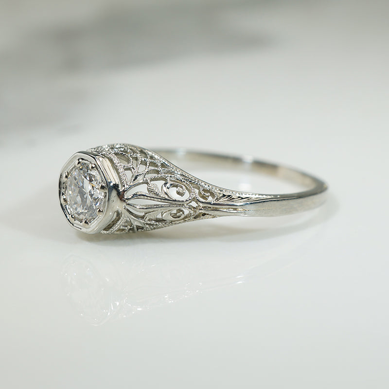Lacy Filigree Old European Diamond Ring