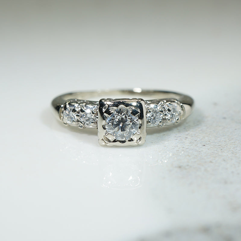 Classic 1940's White Gold Engagement Ring