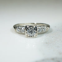 Classic 1940's White Gold Engagement Ring