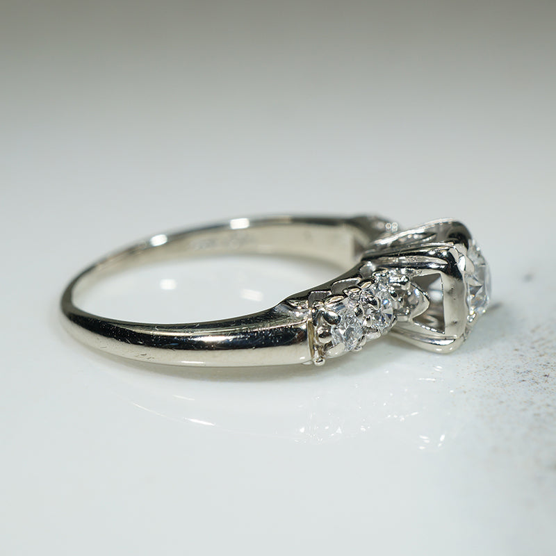 Classic 1940's White Gold Engagement Ring