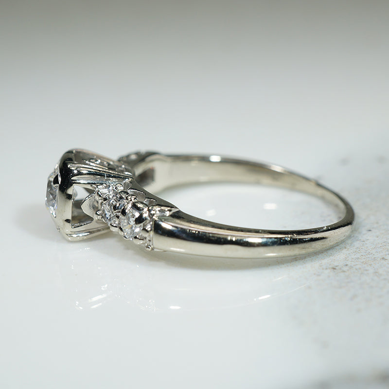 Classic 1940's White Gold Engagement Ring