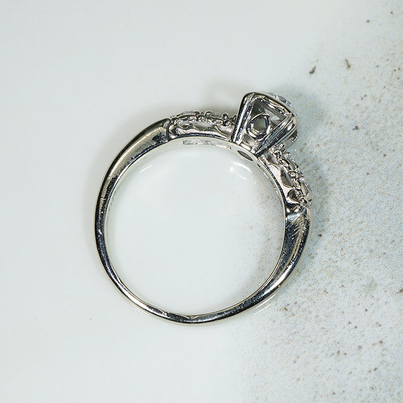 Classic 1940's White Gold Engagement Ring