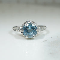 Shimmering Platinum Aquamarine Engagement Ring