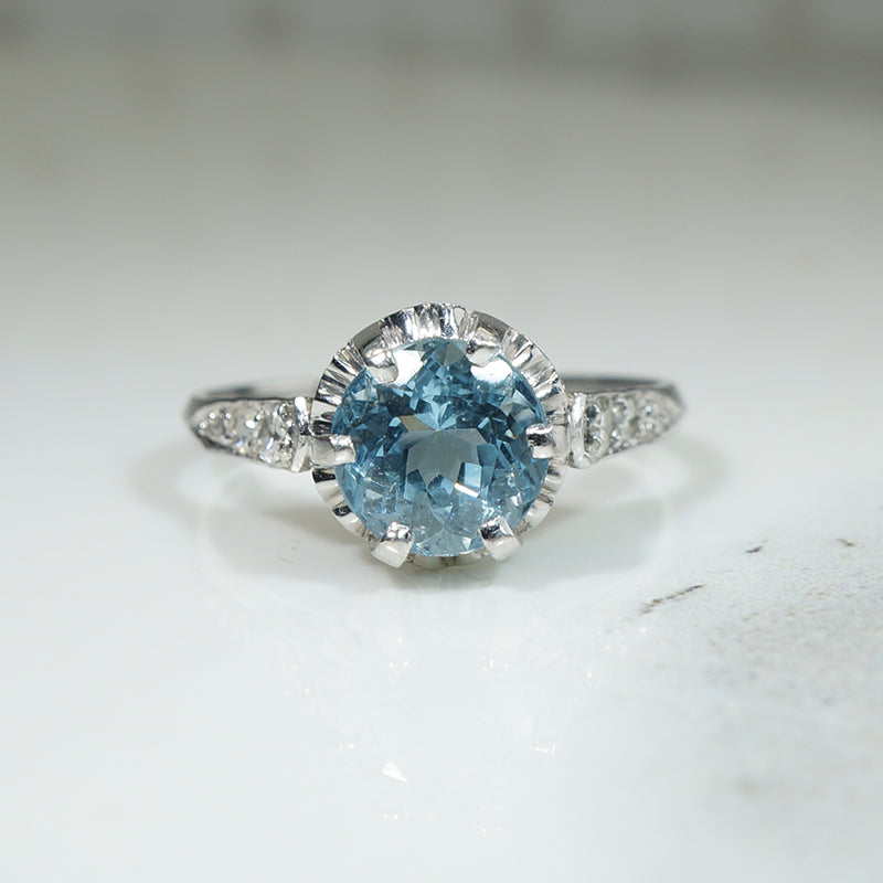 Shimmering Platinum Aquamarine Engagement Ring