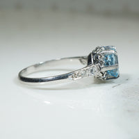 Shimmering Platinum Aquamarine Engagement Ring