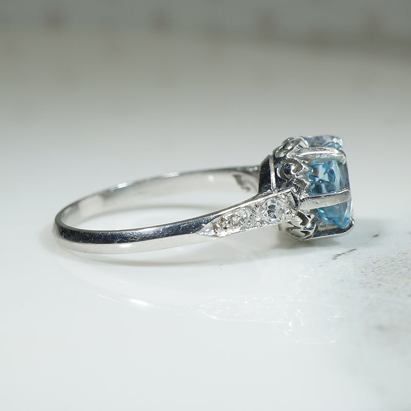 Shimmering Platinum Aquamarine Engagement Ring