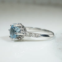 Shimmering Platinum Aquamarine Engagement Ring
